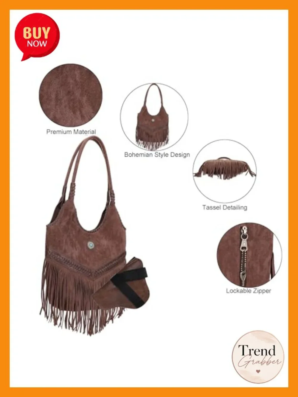 Suede Fringe Hobo Bag, CCW Concealed Carry Tote, Tassel Shoulder Handbag